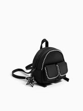 Load image into Gallery viewer, STUDDED BLACK MINI BACKPACK