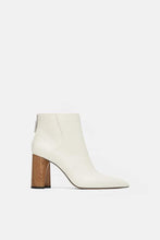 Load image into Gallery viewer, LEATHER ANKLE BOOTS WITH WOOD-EFFECT HEELS
