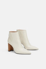 Load image into Gallery viewer, LEATHER ANKLE BOOTS WITH WOOD-EFFECT HEELS