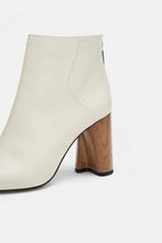 Load image into Gallery viewer, LEATHER ANKLE BOOTS WITH WOOD-EFFECT HEELS