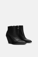 Load image into Gallery viewer, LEATHER WEDGE ANKLE BOOTS