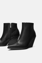 Load image into Gallery viewer, LEATHER WEDGE ANKLE BOOTS